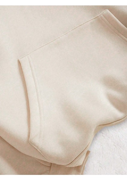 Kadın Baskılı Sweatshırt Kapüşonlu Oversize 3 Iplik Pamuklu modelleri