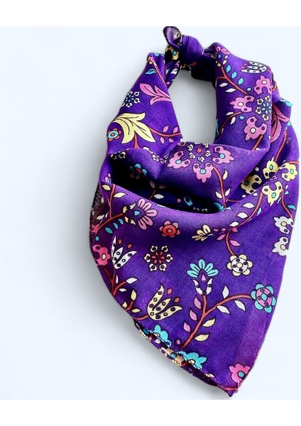 Siyah Renk Içerisinde Çiçek Desenli Çok Amaçlı Bandana %100 Cotton BND8183, One Size