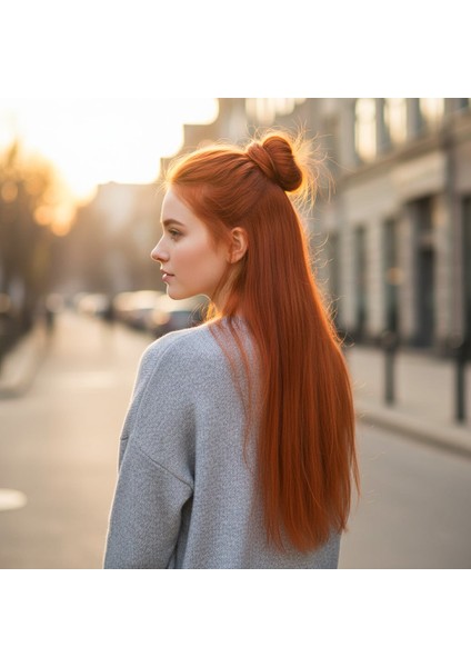 Fiber Sentetik Düz Yarım Ay + 2 Yan Çıt Çıt / Bakır