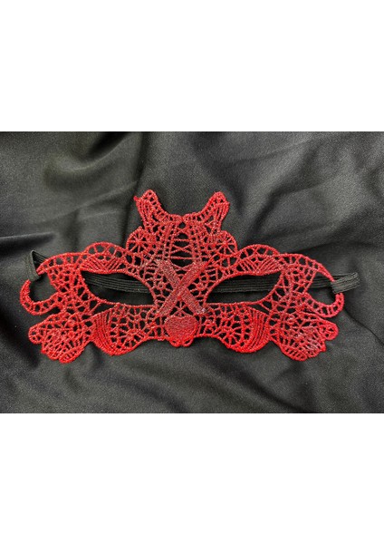Kırmızı Dantel Masquerade Maskesi Çift Taraflı 10 No