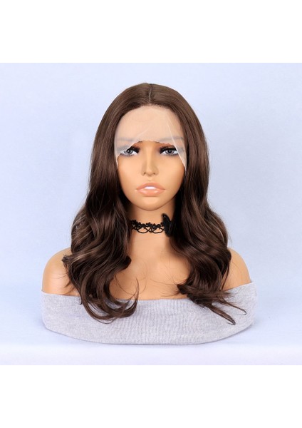 Koyu Kumral Platin Işıltılı Tül Peruk