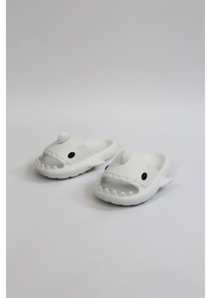 Köpekbalığı Beyaz Unisex Tam Ortopedik Terlik Shark Slides Cocuk