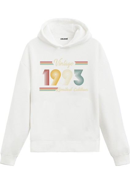 Vintage Hoodie 1993 Doğum Tarihi Baskılı Doğum Günü Hediyesi Kapşonlu Unisex Hoodie