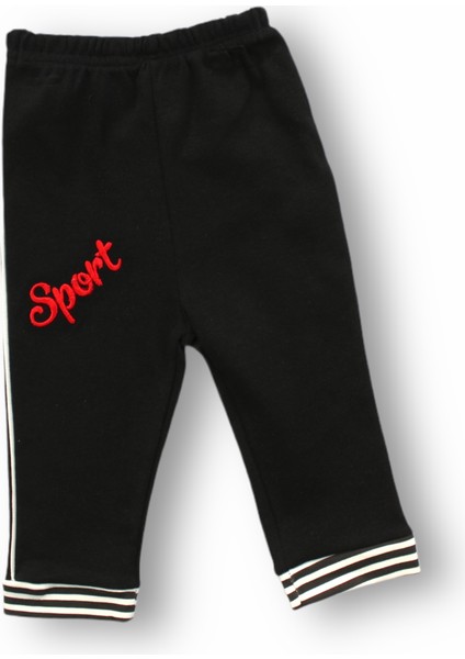 6-9 9-12 12-18 18-24 24-36 Ay Sport Baskılı Çizgili Uzun Kollu Sweatli 2li Erkek Bebek Takımı modelleri