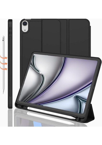 Apple iPad Air 11 Inc M2 (2024) Kılıf Ekran Koruyucu ve Stylus Kalemli 3'ü 1 Arada Full Gear Set A2902 A2903 A2904