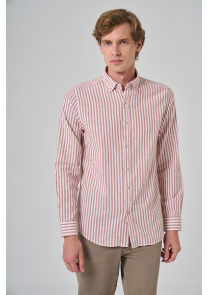 Erkek Turuncu Slim Fit Düğmeli Yaka Gömlek fırsatları