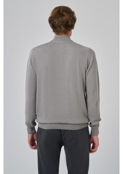 Erkek Gri Basic Yarım Balıkçı Yaka Dynamic Fit Rahat Kesim Triko indirimleri