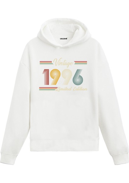 Vintage Hoodie 1996 Doğum Tarihi Baskılı Doğum Günü Hediyesi Kapşonlu Unisex Hoodie