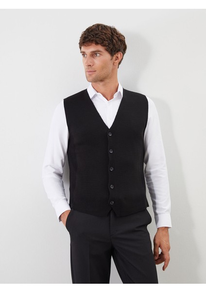 Yeni Sezon Standart Kalıp V Yaka Erkek Triko Yelek