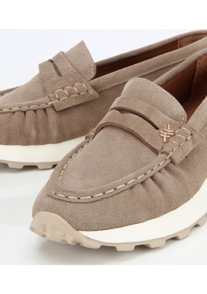 01AYH315310A450 KADIN Süet Deri Vizon Yumuşak Dokulu Günlük Loafer modelleri