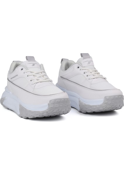 Kadın Kalın Tabanlı Beyaz Sneaker Spor Ayakkabı – Rahat, Şık ve Günlük Kullanıma Uygun