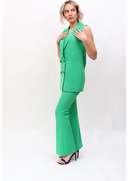 Midi Boy Klasik Yelek & Ispanyol Paça Pantolon-Yeşil fiyatları