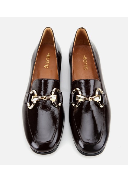 01AYH312420A480 KADIN Rugan Deri Kahverengi Tokalı Klasik Loafer