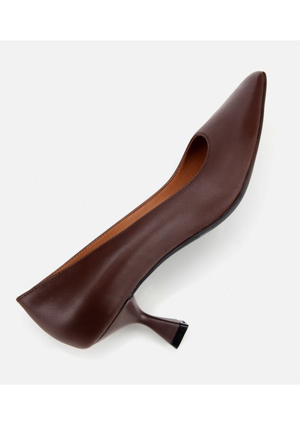 01AYH312480A480 KADIN Deri Kahverengi Esnek Tabanlı Ince Topuklu Stiletto