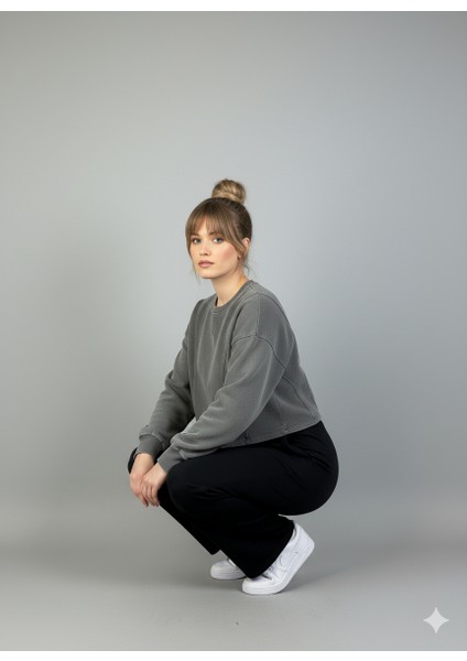 Siyah Kadın Bol Paça Palazzo Bol Kesim Oversize Eşofman Altı fırsatları