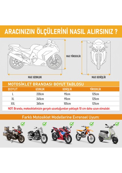 Motosiklet Brandası, Motosiklet, Örtüsü Motor Scooter Brandası, Dayanıklı (L:220X95X125CM)-GRI fırsatları