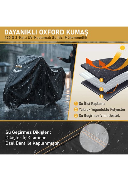 Motosiklet Brandası, Motosiklet, Örtüsü Motor Scooter Brandası, Dayanıklı (L:220X95X125CM)-GRI