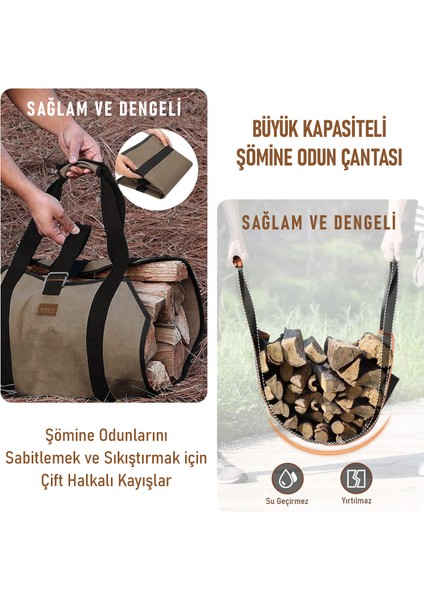 Şömine Odun Çantası, Yakacak Kütük Taşıma Depolama Çantası, Şömine Odun Sobası Için Kahverengi indirimleri