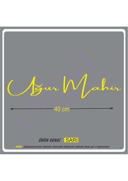 Isim Imza Ön Cam Yazı Büyük Boy 40X12 cm 1 Adet Araba Sticker-Karavan