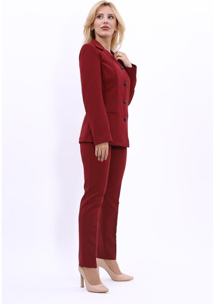 Erkek Yaka Yelek Ceket & Dar Paça Pantolon-Bordo fırsatları