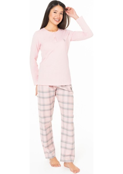 20169 Kadın Pembe Yuvarlak Yaka Uzun Kollu Pijama Takımı fiyatları