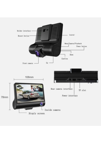 Araç Araba Içi Kamera Seti Ön Kamera Araç Içi Arka Görüş 4' Hd