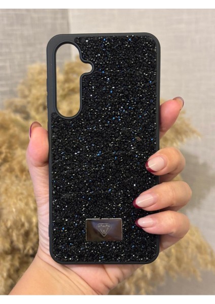 Samsung Galaxy A55 Uyumlu Kılıf Kamera Koruma Çıkıntılı Parlak Taşlı Şık Görünümlü Lüx Kapak