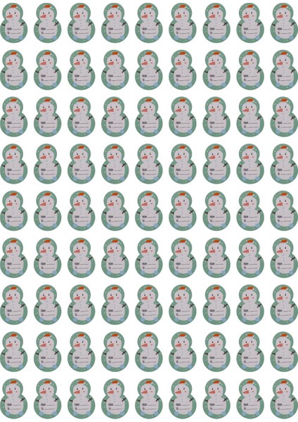 Yılbaşı Kardan Adam Şekilli Sticker Seti, Yeni Yıl Süs ve Hediye&paket Etiketi, 81 Adet, 3x4.5 cm