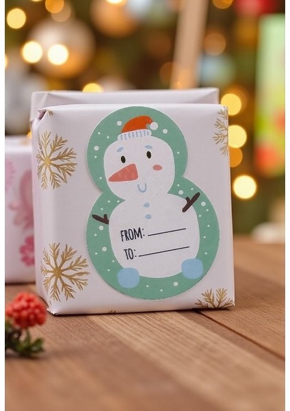 Yılbaşı Kardan Adam Şekilli Sticker Seti, Yeni Yıl Süs ve Hediye&paket Etiketi, 81 Adet, 3x4.5 cm fırsatları