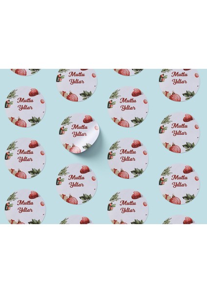 Yılbaşı Mutlu Yıllar Sticker Seti, Yeni Yıl Hediye Paketleme Etiketi, 108 Adet, 33X33 mm (3 Tasarım) modelleri