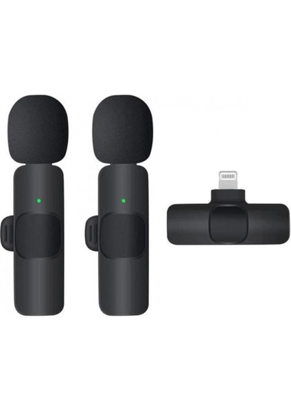 K9 Kablosuz Yaka Mikrofonu Lightning 2’li Mini Mikrofon Youtube Tik Tok 2 Adet