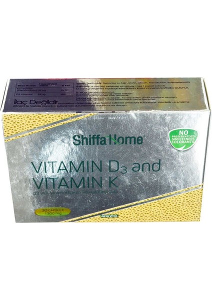 Shiffa Home D3 ve K Vitamini Yumuşak 1300 Mg x 30 Kapsül fiyatları