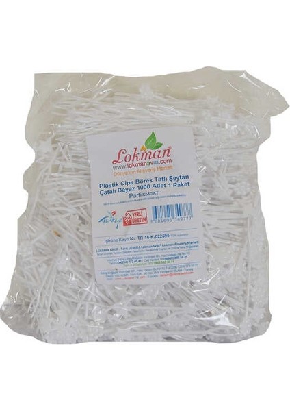Plastik Cips Börek Tatlı Şeytan Çatalı Beyaz 1000 Adet 1 Paket