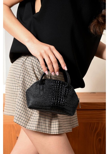 Lüks Mini Iguana Deri Baskılı El ve Omuz Çantası modelleri