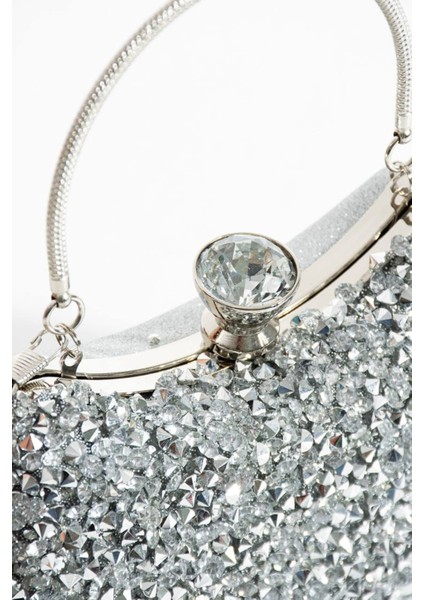 Lüks Özel Gün Düğün Davetiye Nişan Abiye Çanta Taşlı Parlak Kulplu modelleri