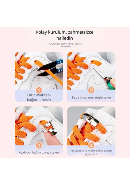 Fıvıont Metal Tokalı Elastik Bağcık – Kolay Tak & Çıkar, Esnek Rahat Ayakkabı Bağcığı, Tüm Spor Ayakkabılar Için (1 Çift)