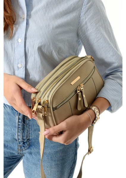 Kadın Lüks Çapraz Askılı Çok Bölmeli Omuz Çantası