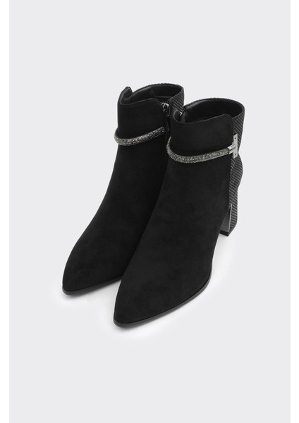 Kalın Topuklu Fermuarlı Taş Aksesuarlı Kadın Bot fiyatları