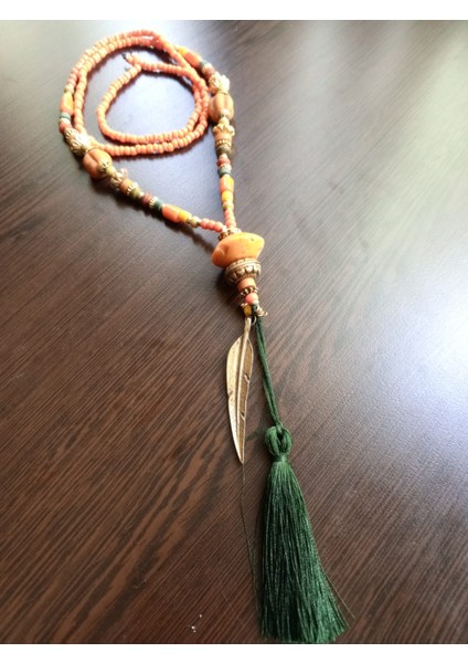 Hint Tarzı Etnik Cam Boncuk Seramik 80 Cm. Uzun Kolye fiyatları