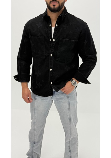 Martin Denim Sport Classic Black Dıgıtal Baskılı Erkek Jean Gömlek modelleri