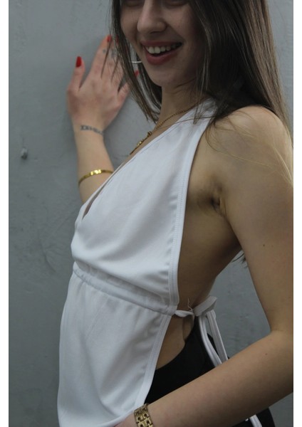 Nevada Belden Bağlamalı Likralı Sandy Büstiyer Iç Göstermez Crop