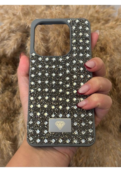 Xiaomi Redmi Note 14 Uyumlu Kılıf Kamera Koruma Çıkıntılı Parlak Taşlı Şık Görünümlü Lüx Kapak