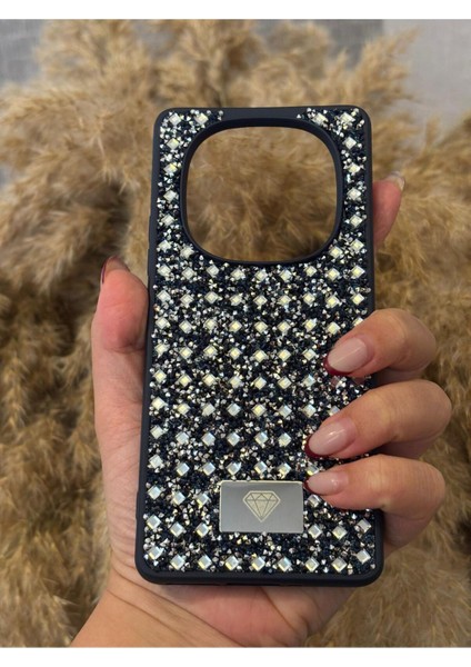 Xiaomi Redmi Note 14 Pro Plus Uyumlu Kamera Koruma Çıkıntılı Parlak Taşlı Şık Görünümlü Lüx Kapak