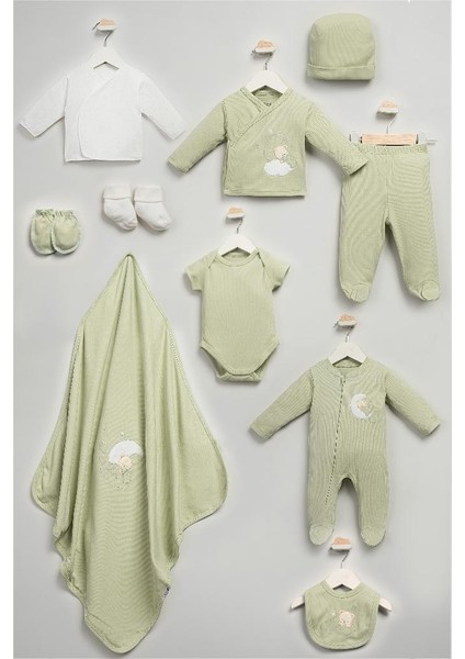 %100 Pamuk Sweet Dreams Desenli 10 Parça Kutulu Yenidoğan Hastane Çıkışı Zıbın Seti BBTF.YSL.10097