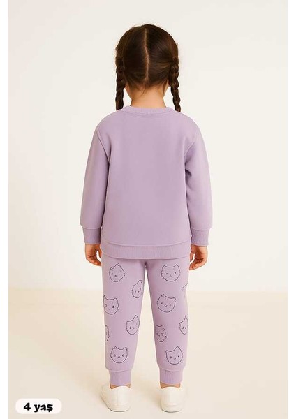 Lila Kedi 4-6 Yaş Çocuk Alt Üst Takım modelleri