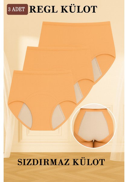 3'lü Regl Külodu Yüksek Bel Sızdırmaz Çok Katmanlı Süper Emici Yıkanabilir ve Konforlu fırsatları