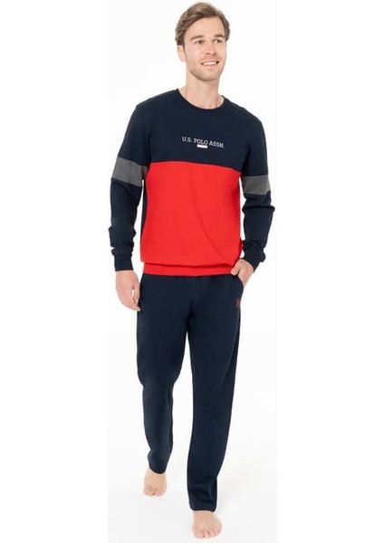 Erkek Bisiklet Yaka Uzun Kollu Pijama Takımı S26930 Cepli