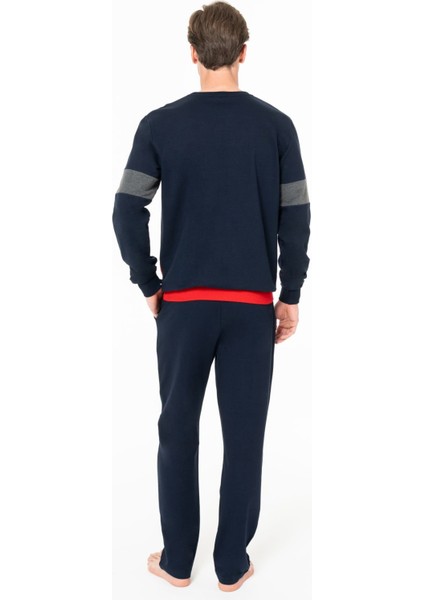Erkek Bisiklet Yaka Uzun Kollu Pijama Takımı S26930 Cepli modelleri