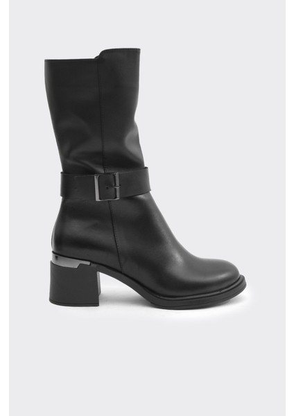 Hakiki Deri Topuklu Kadın Çizme