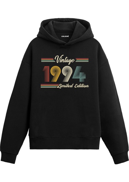 Vintage Hoodie 1994 Doğum Tarihi Baskılı Doğum Günü Hediyesi Kapşonlu Unisex Hoodie